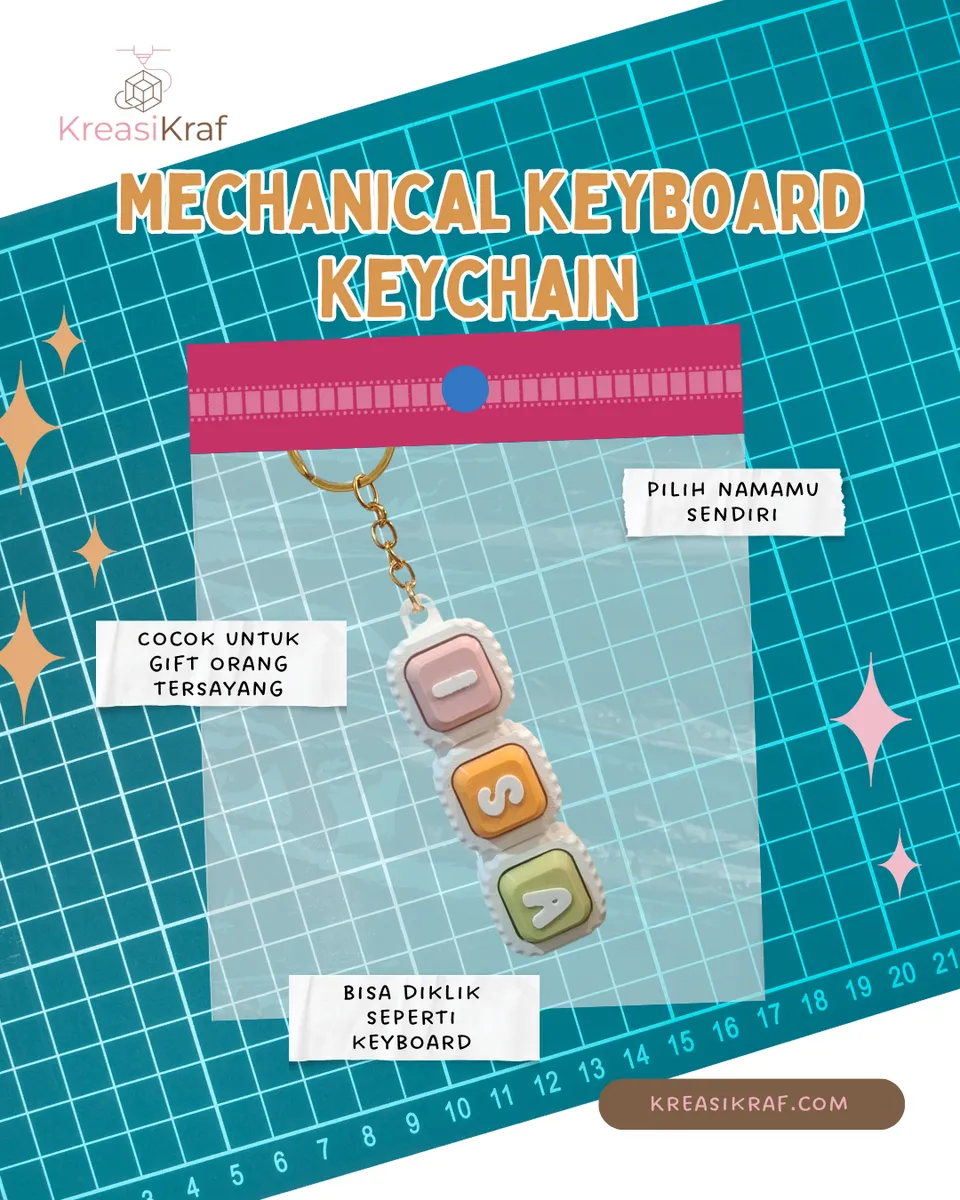 Mechanical Keyboard Keychain Custom Nama - Ver.Ribbed