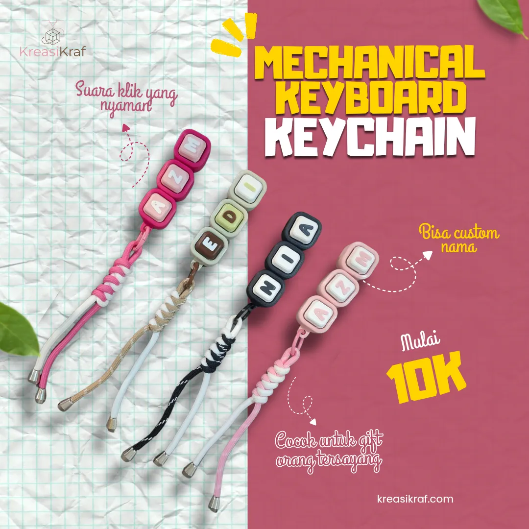 (1 Set) Mechanical Keyboard Keychain Custom Nama- Ver.Bubble