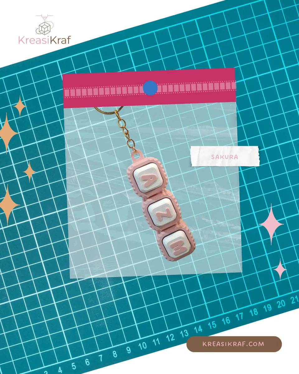 Mechanical Keyboard Keychain Custom Nama - Ver.Ribbed